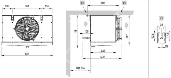 výparník ECO - Luvata GCE251E8RED, 1.07 kW (dT 8 st., R404) s odtáváním